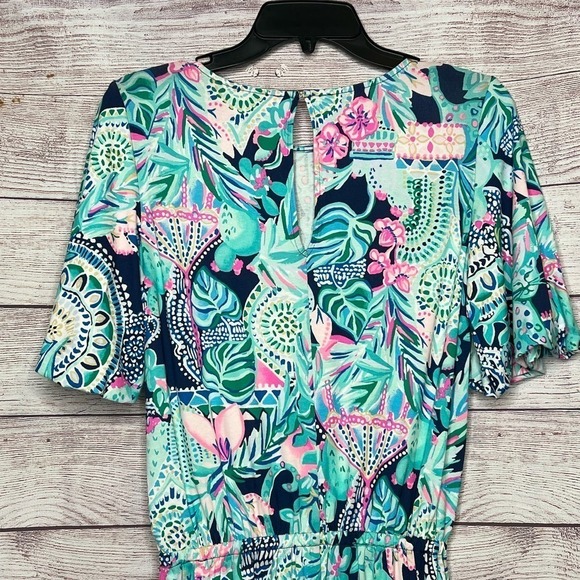 Lilly Pulitzer Britton Looking Sharp Short Romper Tropical Floral Print Size XS - Picture 6 of 10